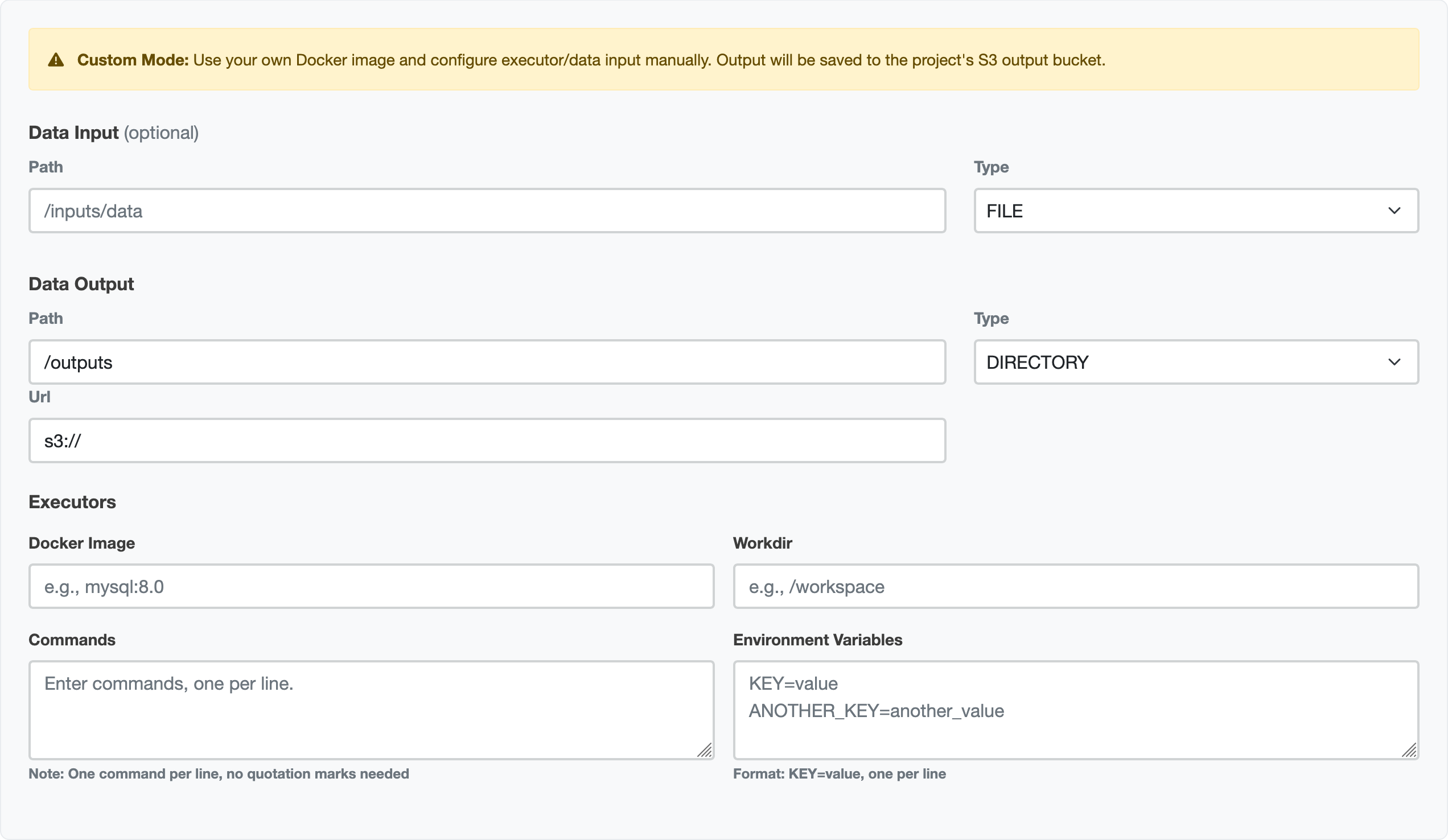 A screenshot showing the Custom image interface